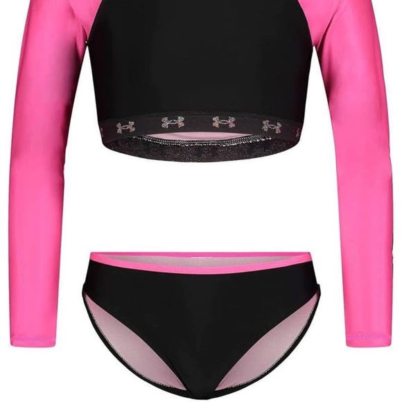 BRAND NEW youth girl under armour 2 pc long sleeve swimming swim bathing suit si - Picture 4 of 8